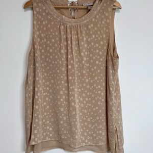 Roz & Ali Beige Polka Dot Sleeveless Blouse